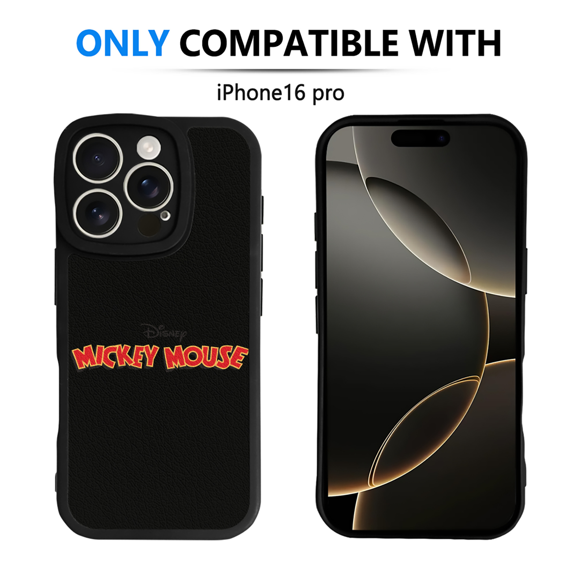 （画像用） ミッキーマウス Mickey Mouse 【iPhone 16シリーズ対応】シリコンスマホケース（レザー調） 材質：シリコン